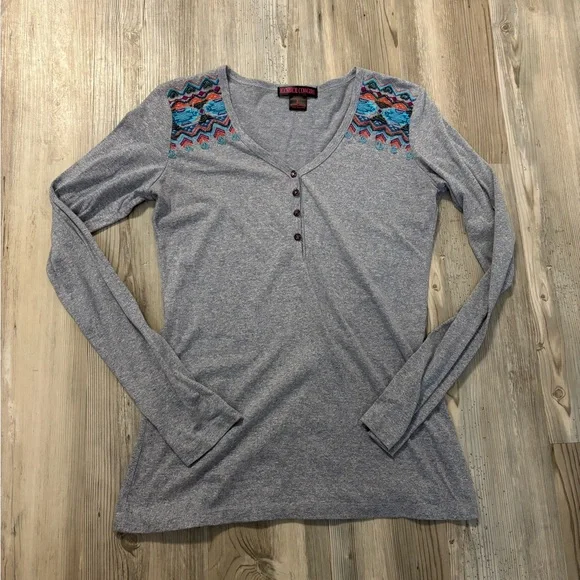 ROCK&ROLL Cowgirl size large long sleeve shirt with embroidered details - Picture 7 of 8